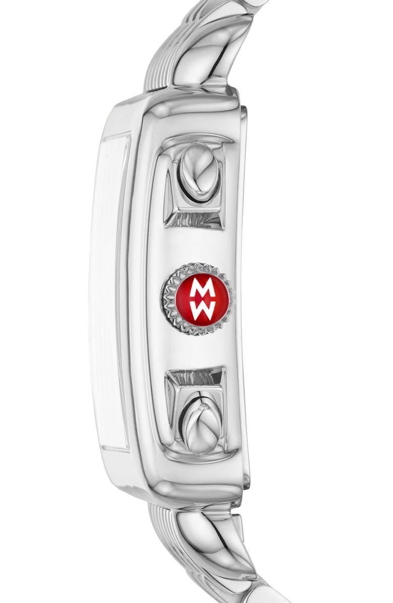 MICHELE Deco Diamond Chronograph Bracelet Watch, 33mm, Alternate, color, Silver