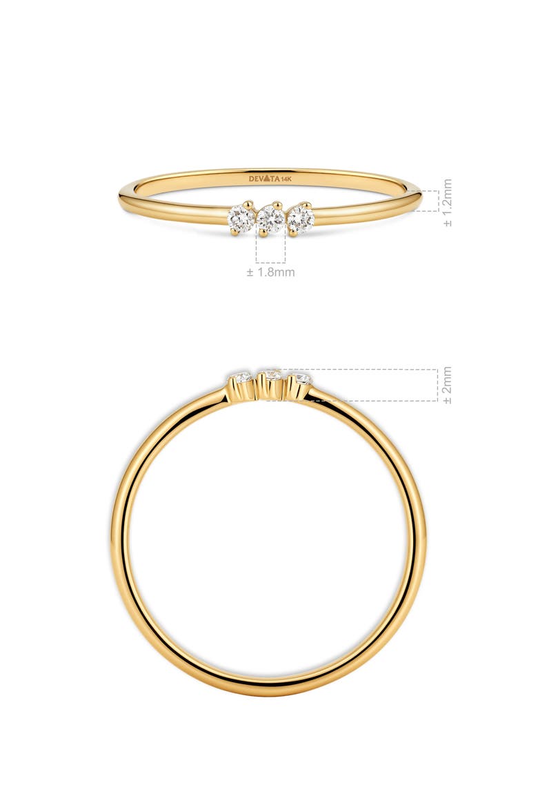 Triple Round Lab Grown Diamond Ring in 14K Gold, Alternate, color, Yellow Gold