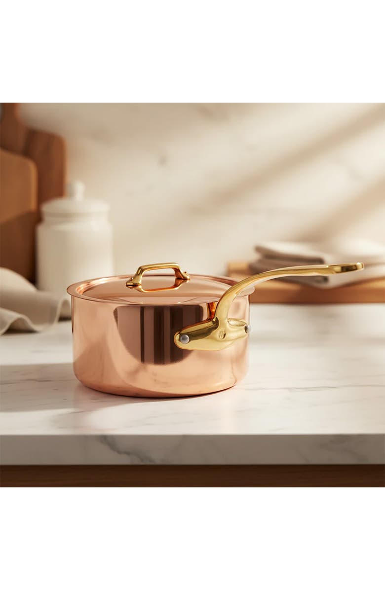 Mauviel M'Heritage 200 B 2mm Polished Copper & Stainless Steel Sauce Pan With Lid, And Brass Handles, 1.8-qt, Alternate, color, Copper