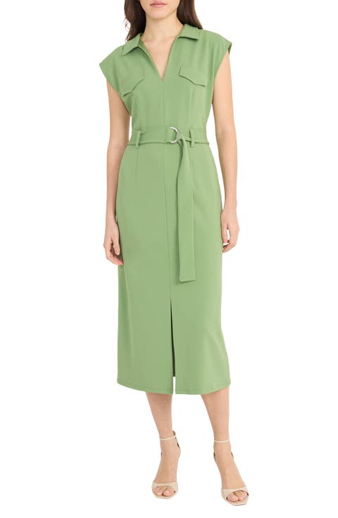 Cap Sleeve Crepe Utility Shirtdress