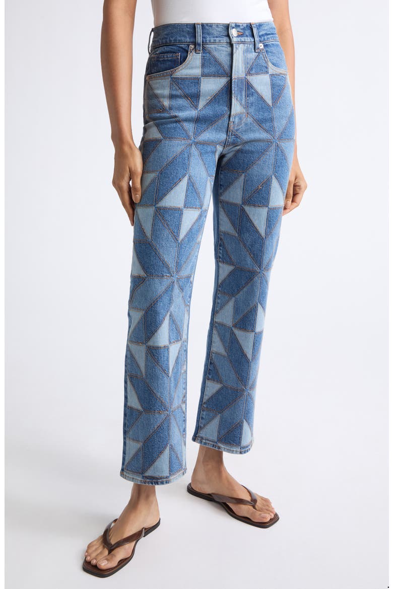 Dylan High Waist Ankle Straight Leg Jeans, Main, color, PRISM BLUE