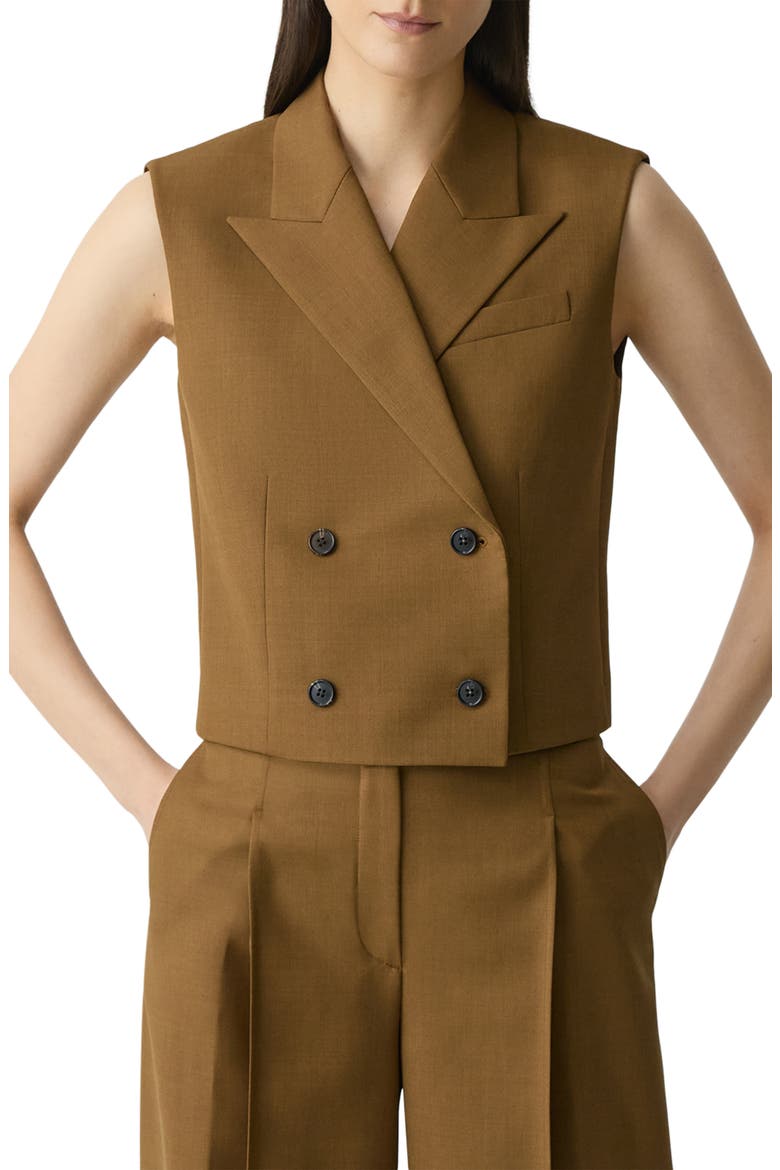 Double Breasted Crop Vest, Alternate, color, DARK BRONZE