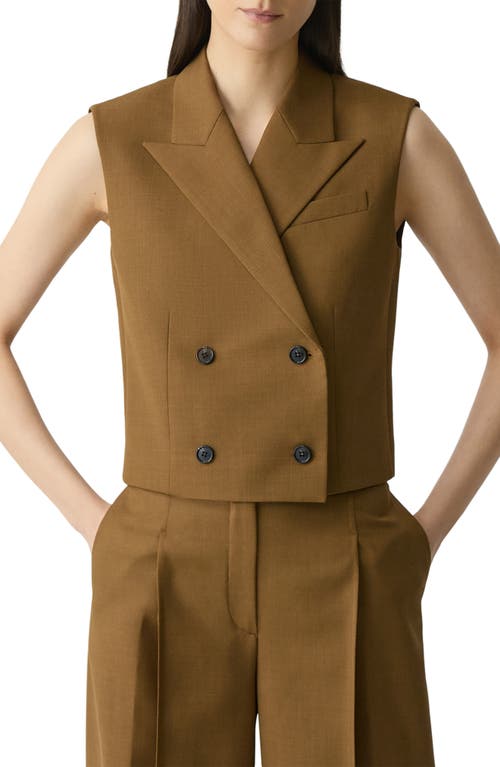 Theory Double Breasted Crop Vest In Brown