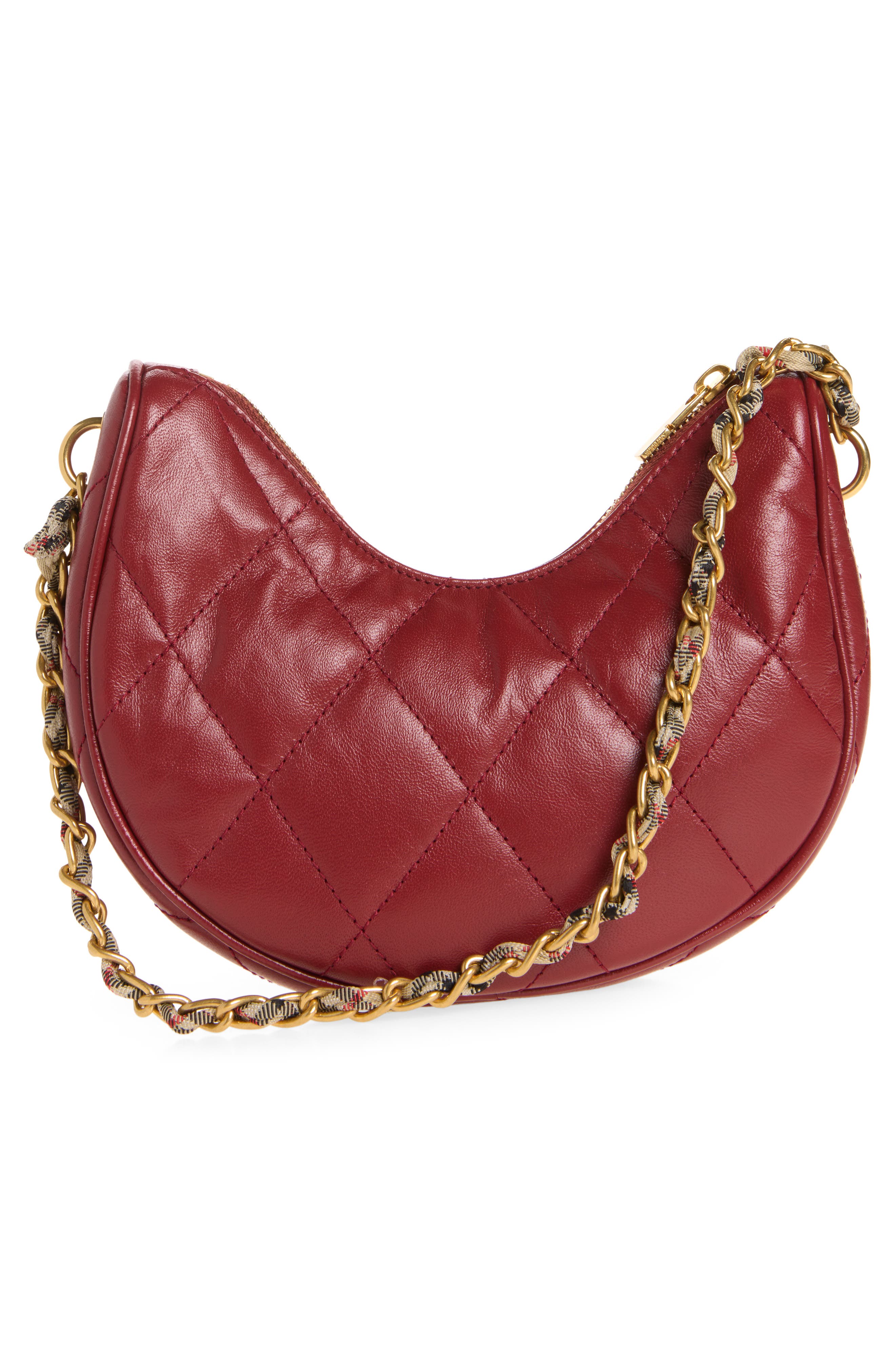 Horseshoe Quilted Leather Shoulder Bag, Alternate, color, RUBY