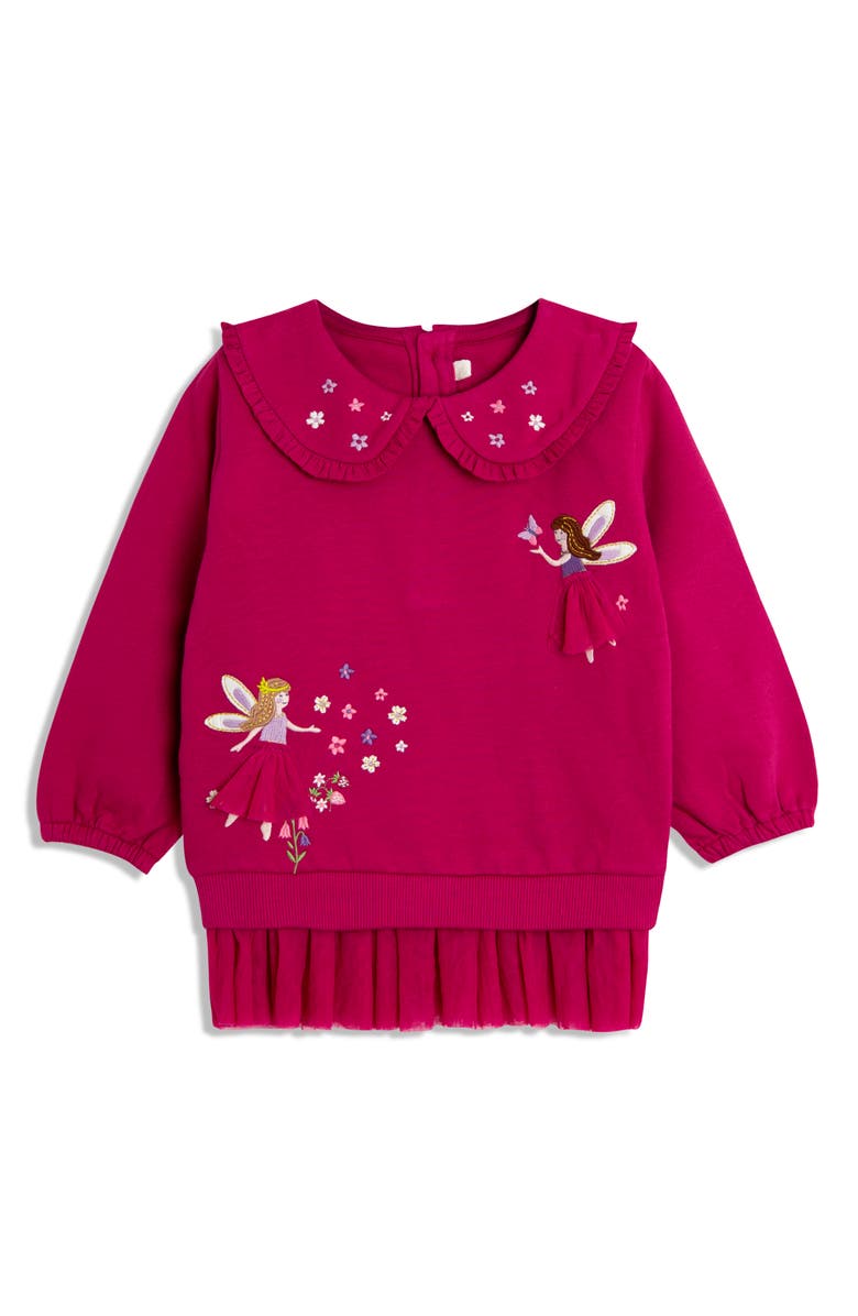 JOJO MAMAN BEBE Kids' Embroidered Fairy Tulle Accent Sweatshirt & Leggings Set, Alternate, color, Raspberry