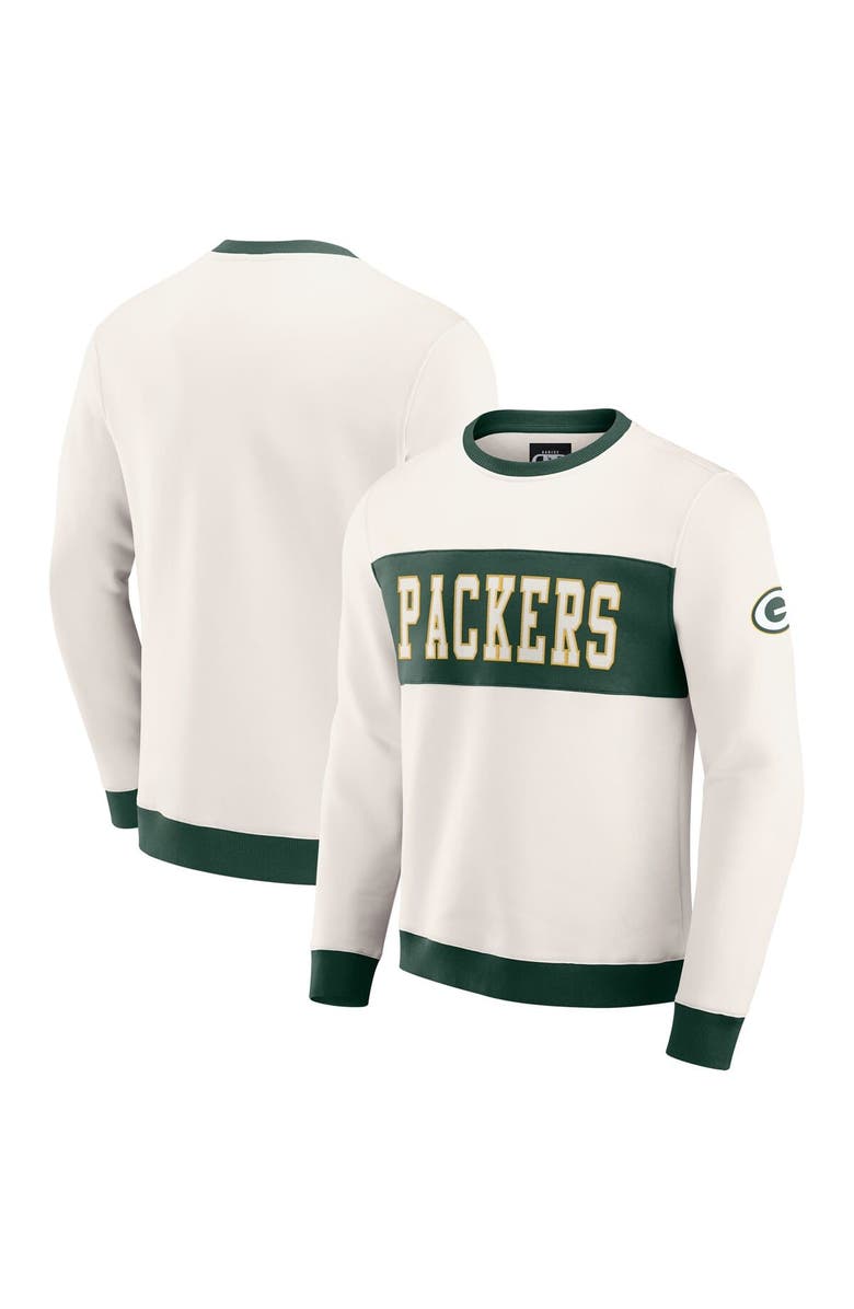 Darius Rucker Collection by Fanatics Men
s Darius Rucker Collection by Fanatics Cream Green Bay Packers Colorblock Pullover Sweatshirt, Main, color, Cream