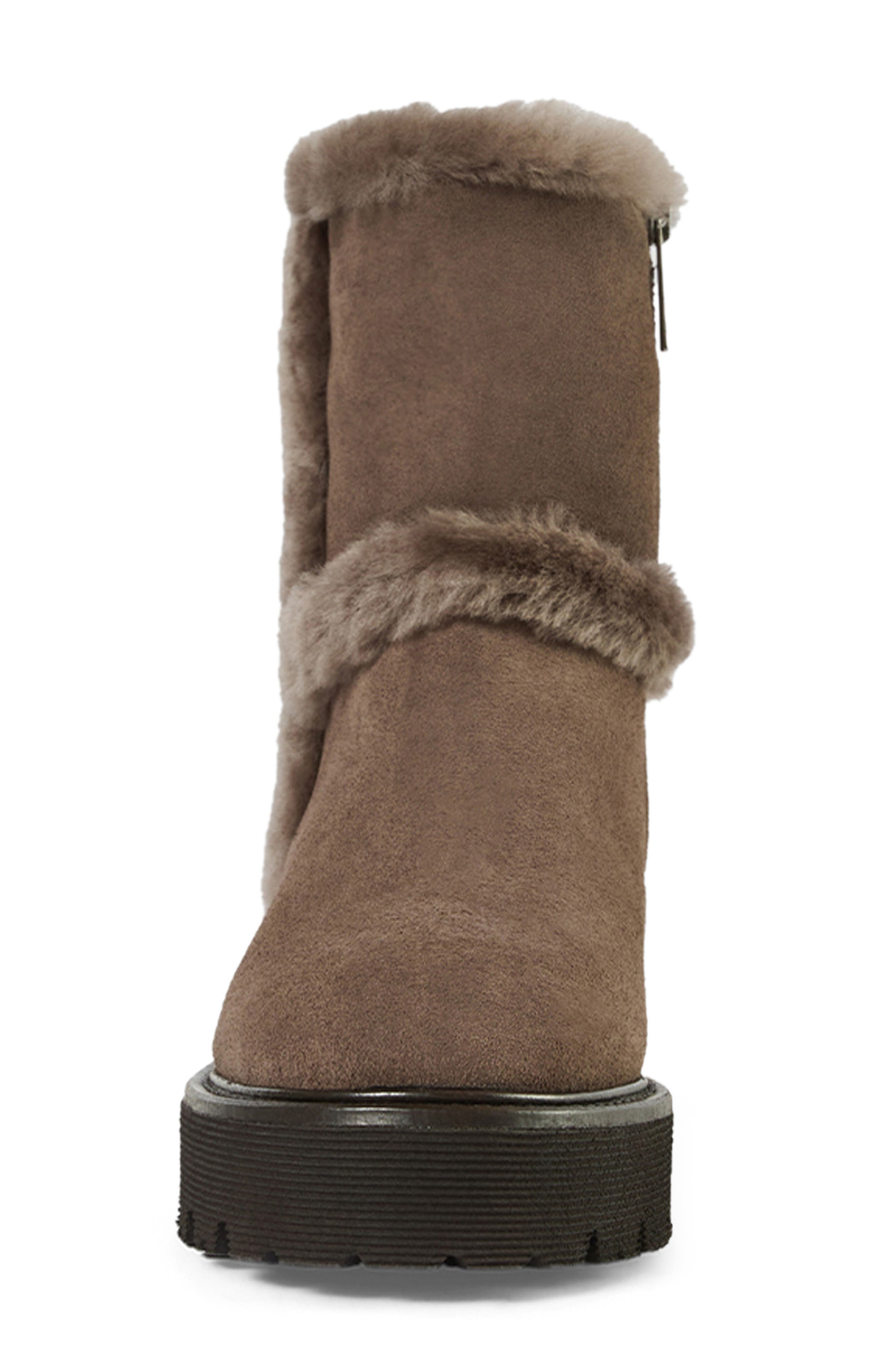 Ella Genuine Shearling Weatherproof Boot, Alternate, color, TOBACCO SUEDE