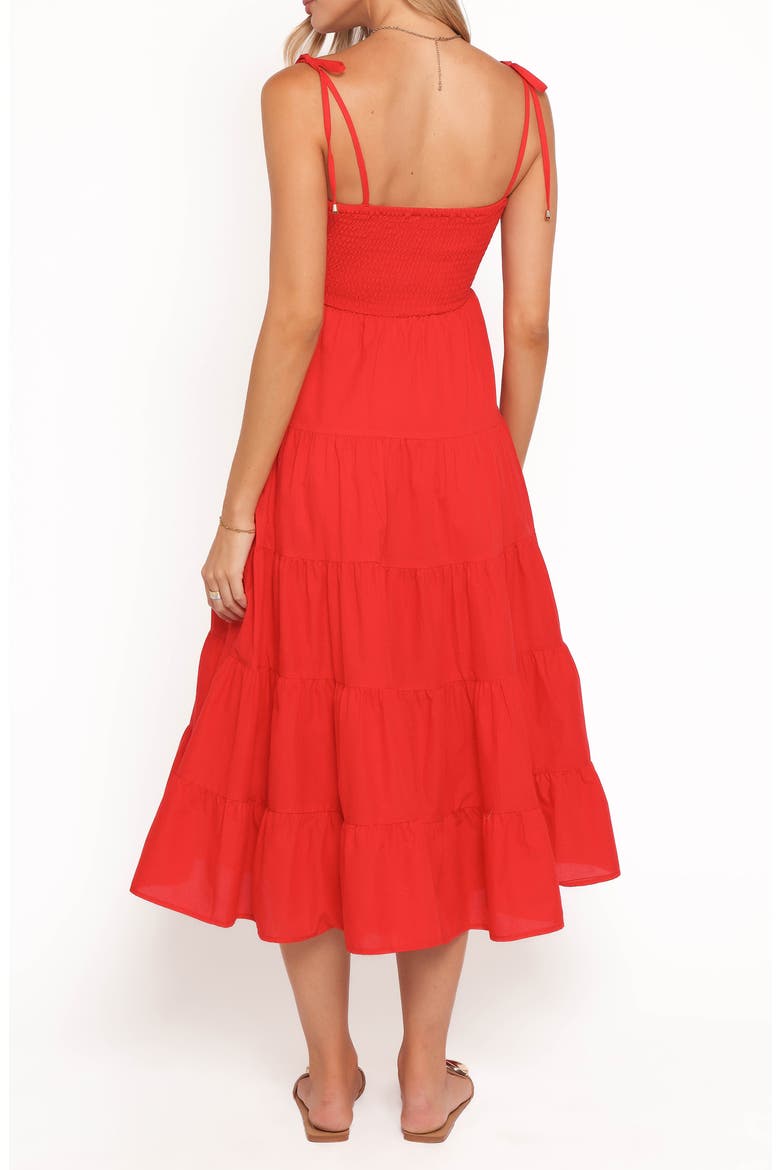 Carroll Smocked Midi Dress, Alternate, color, RED