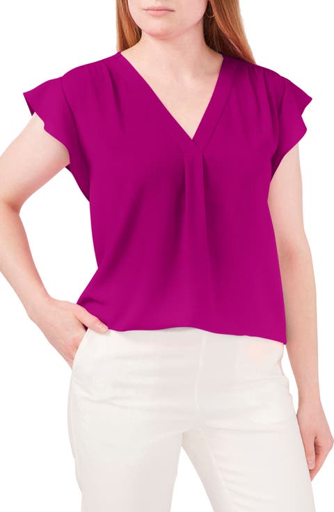 Print Flutter Sleeve Blouse