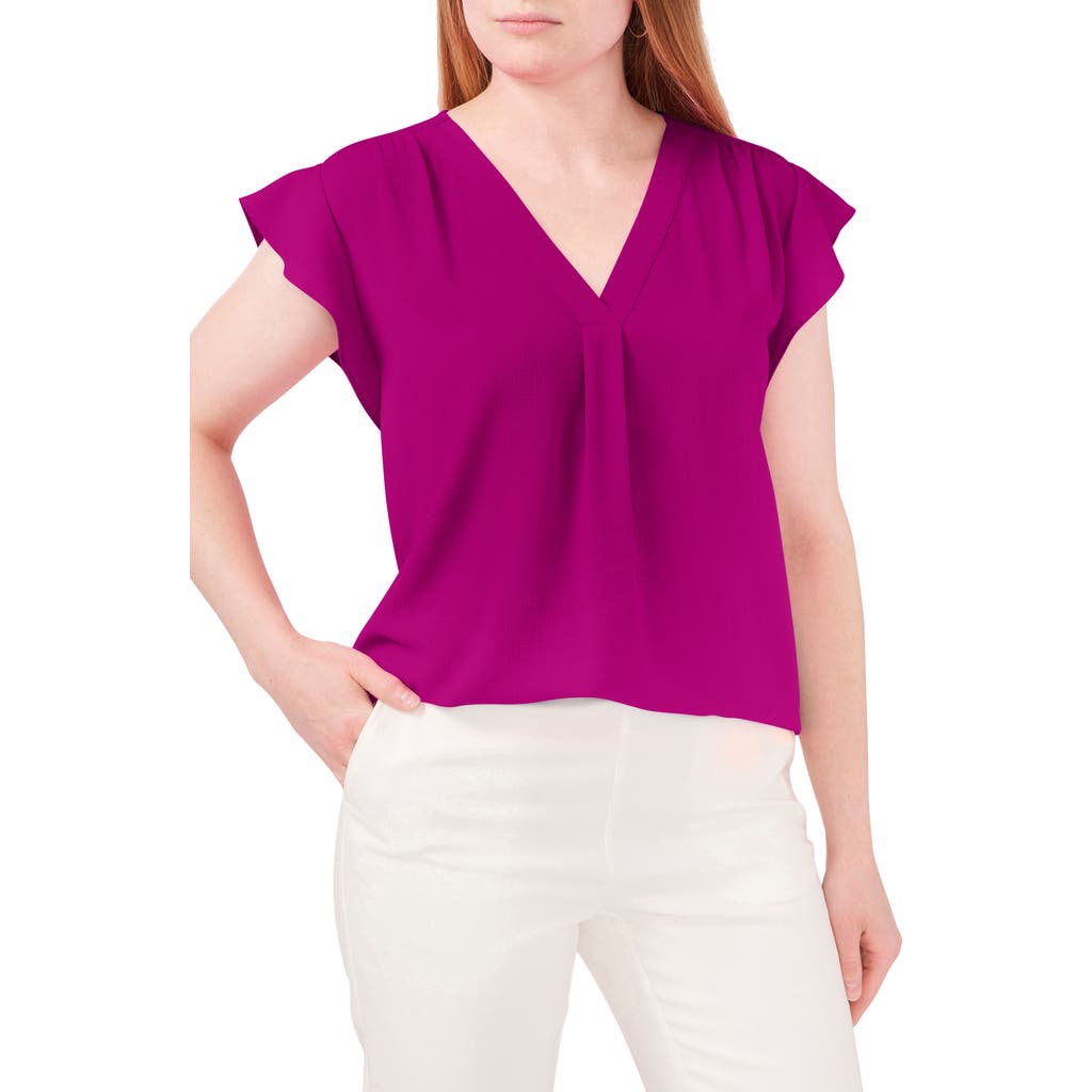 Chaus Print Flutter Sleeve Blouse In Pink