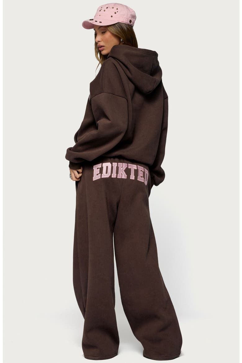 Glow Rhinestone Wide Leg Sweatpants, Alternate, color, BROWN