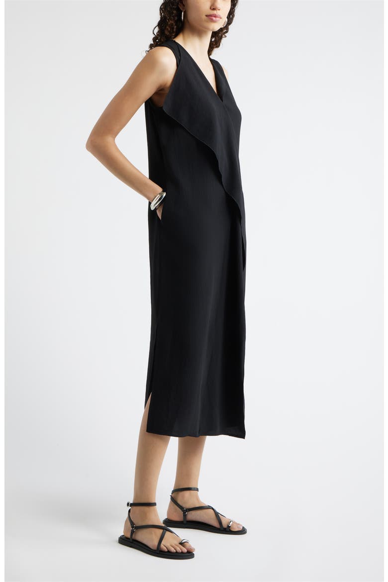 Ruffle Front Sleeveless Dress, Alternate, color, BLACK