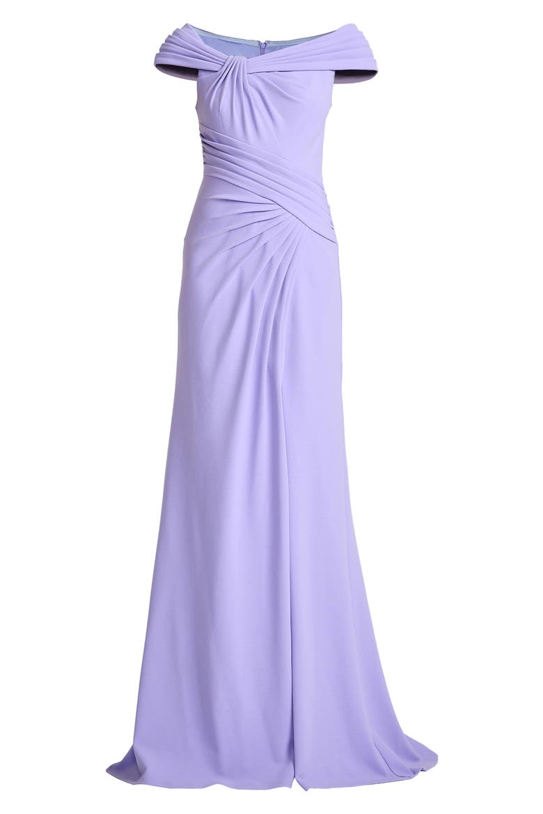 Off the Shoulder Crepe Column Gown, Alternate, color, LAVENDER MIST
