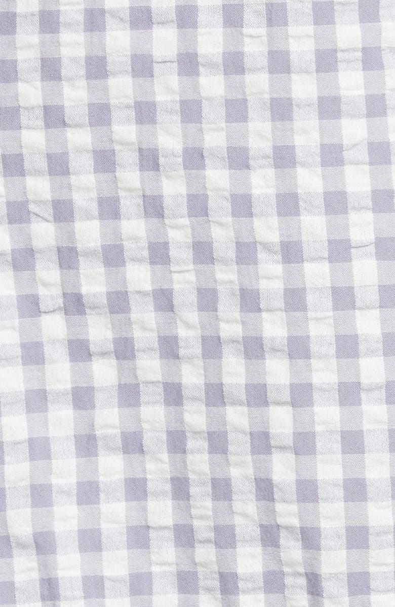 Madewell Patchwork Gingham Button Front Tiered Midi Dress, Alternate, color, 