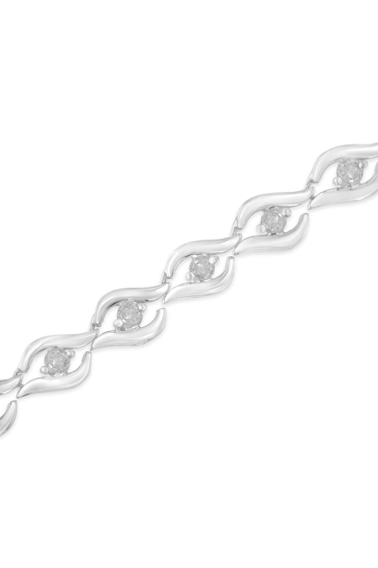 Silver 1/2 Cttw Rose Cut Diamond Almond Shape Link Tennis Bracelet, Alternate, color, White