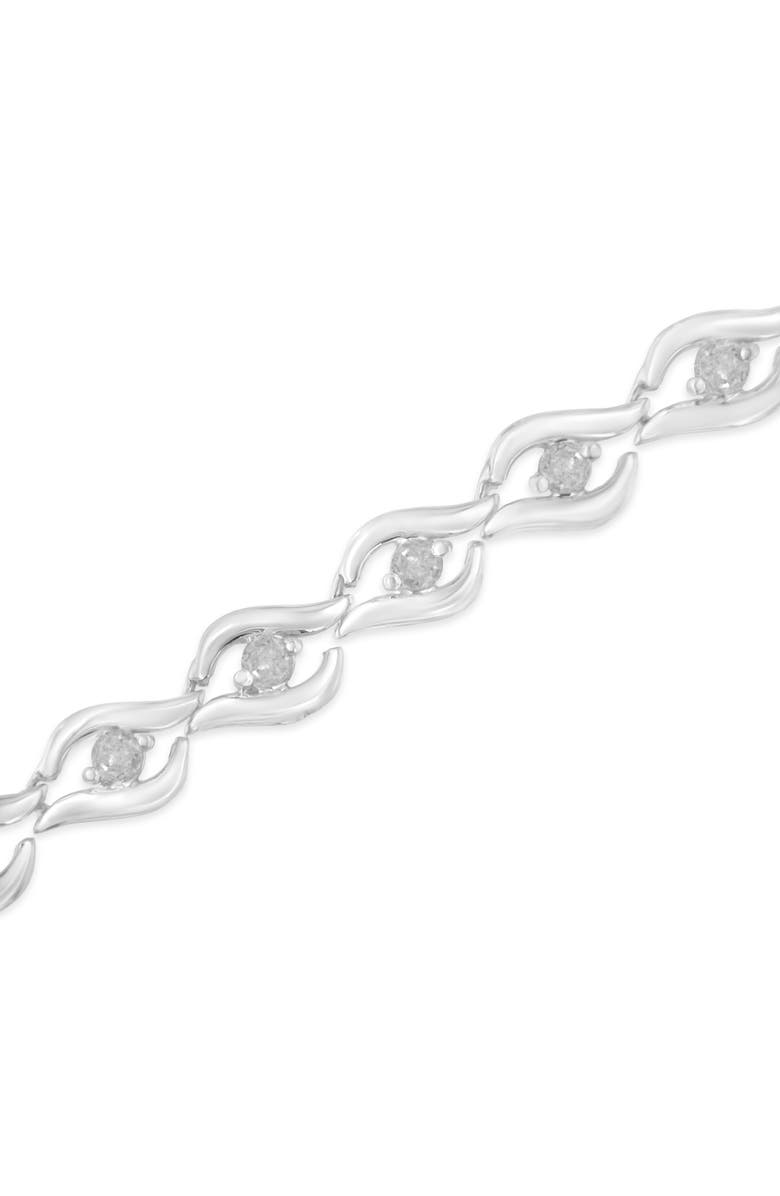 Haus of Brilliance Silver 1/2 Cttw Rose Cut Diamond Almond Shape Link Tennis Bracelet, Alternate, color, White