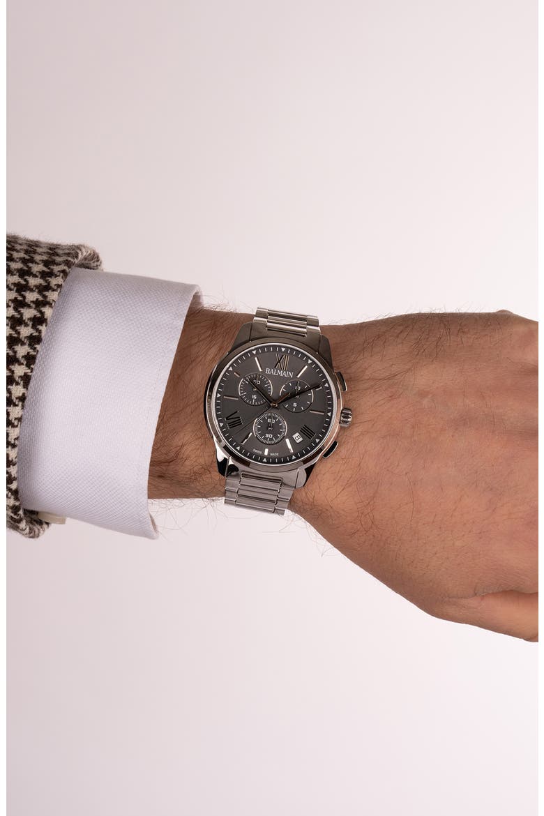 Athracite Bracelet Chronograph Watch, 42mm, Alternate, color, STAINLESS STEEL