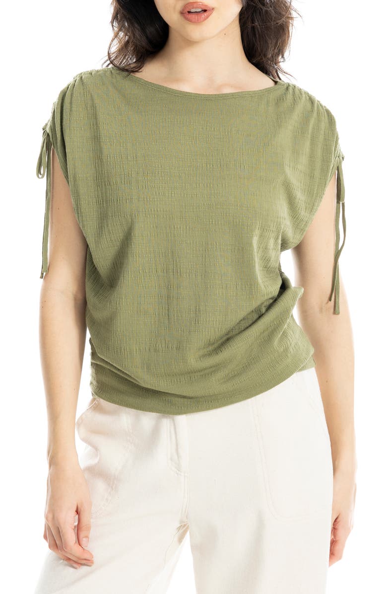 MAX STUDIO Ruched Shoulder Top, Alternate, color, Sage