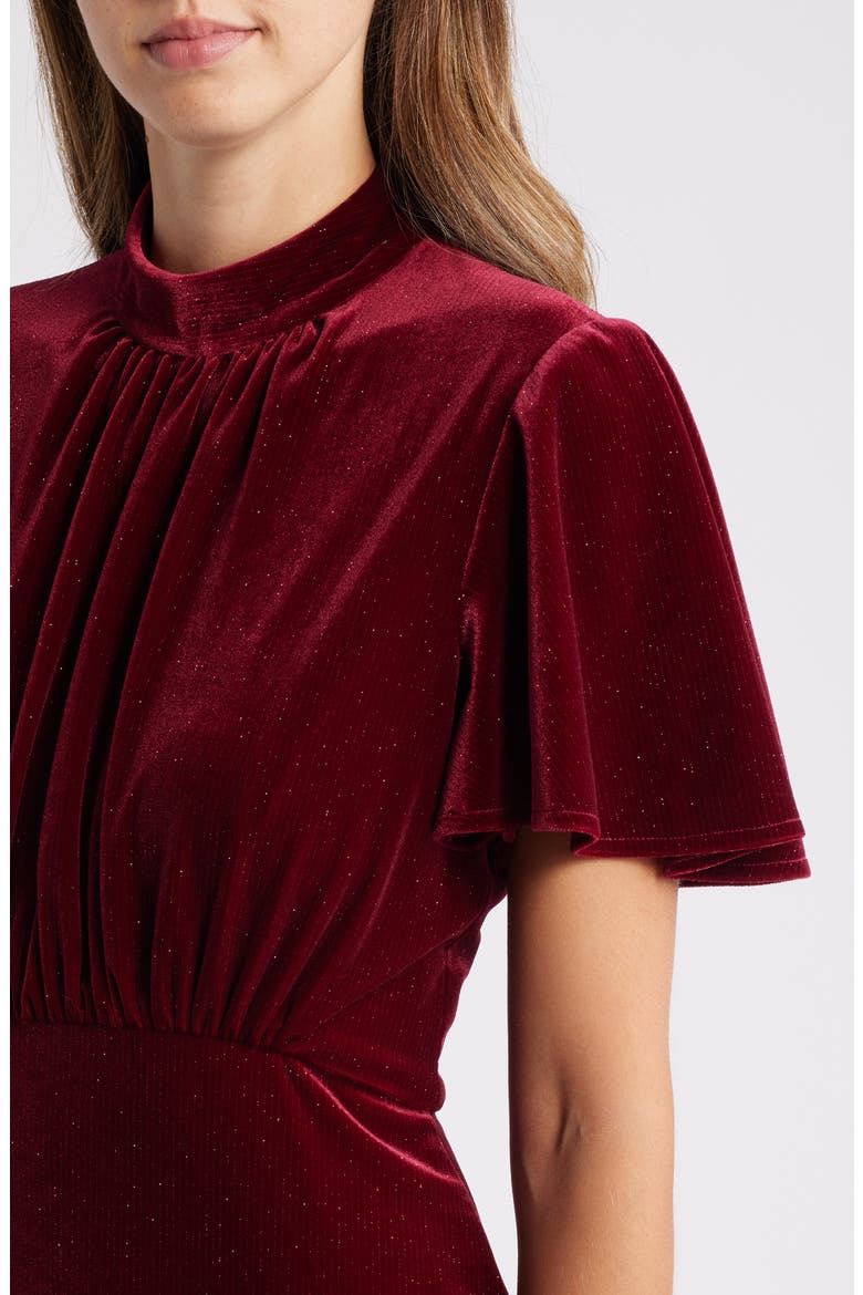 Sparkle Detail Velvet Midi Dress , Alternate, color, BURGANDY