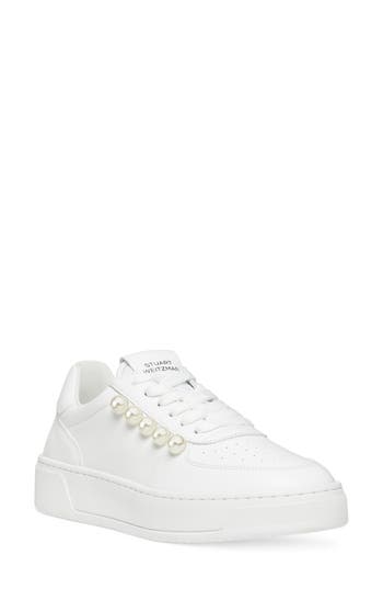 Stuart Weitzman Courtside Pearl Sneaker In White