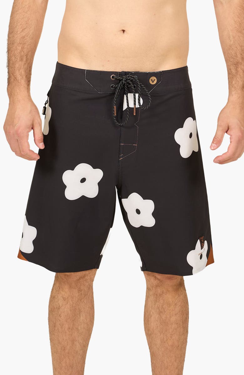 VAST Flower Patch Stretch Board Shorts, Main, color, Black