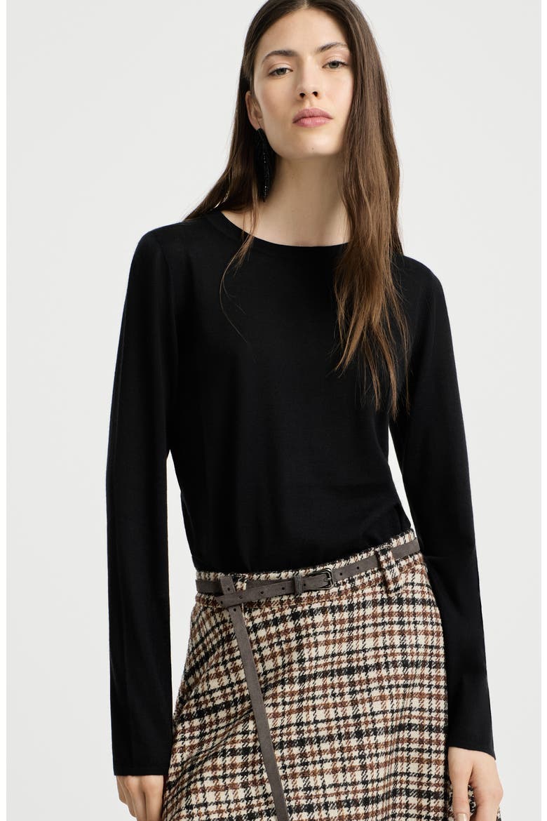 Cashmere and silk lightweight sweater, Alternate, color, Black