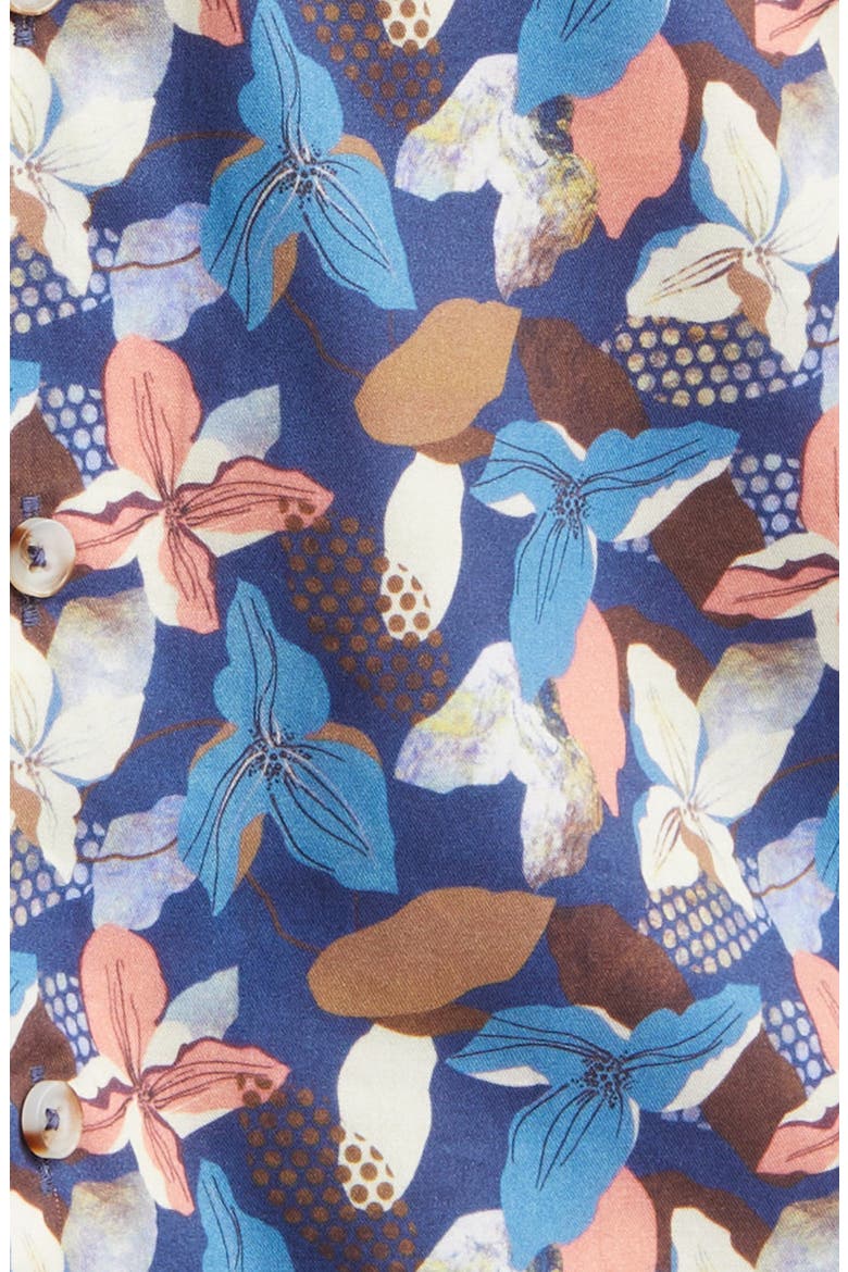 Abstract Floral Cotton and Modal Camp Shirt, Alternate, color, NAVY