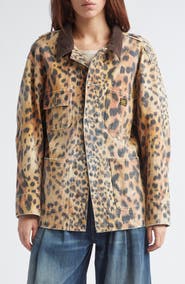 R13 Relaxed Leopard Print Chore Jacket