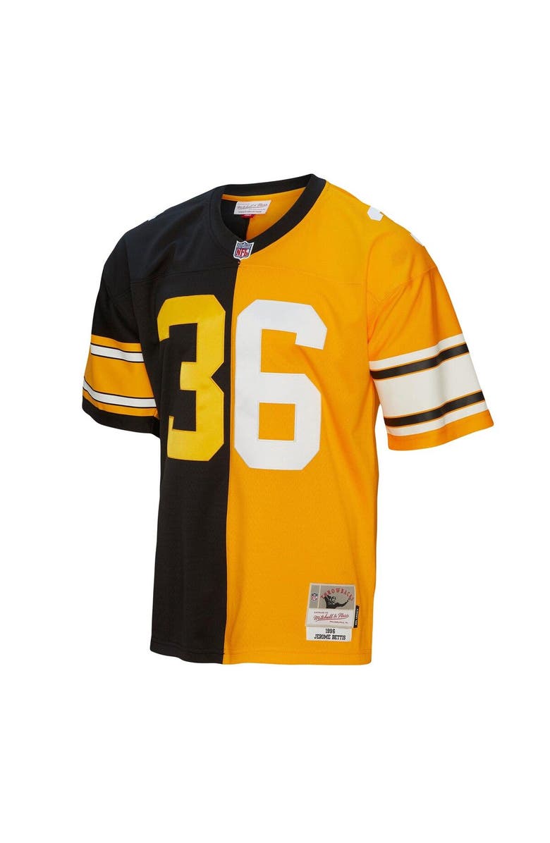 Mitchell & Ness Men's Mitchell & Ness Jerome Bettis Black/Gold Pittsburgh Steelers 1996 Split Legacy Replica Jersey, Alternate, color, Black