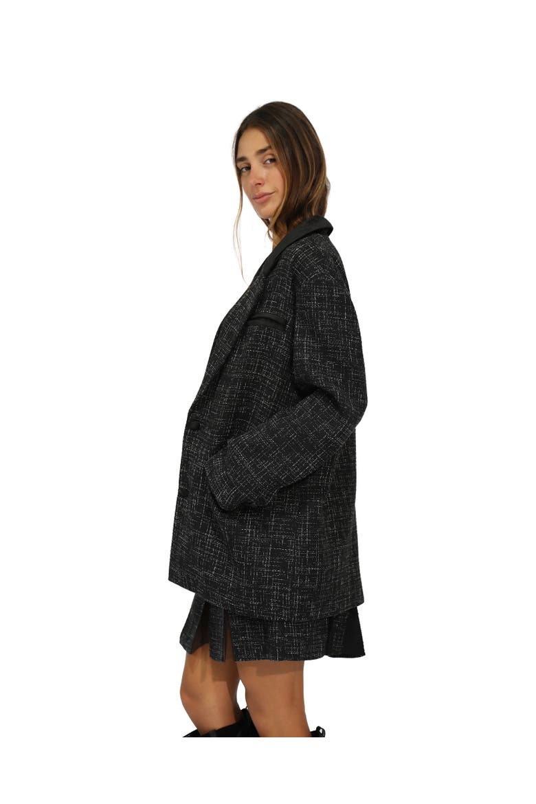 City Noir Tweed Oversized Blazer, Alternate, color, Black
