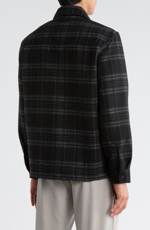 Union Plaid Flannel Shirt Jacket In Black
