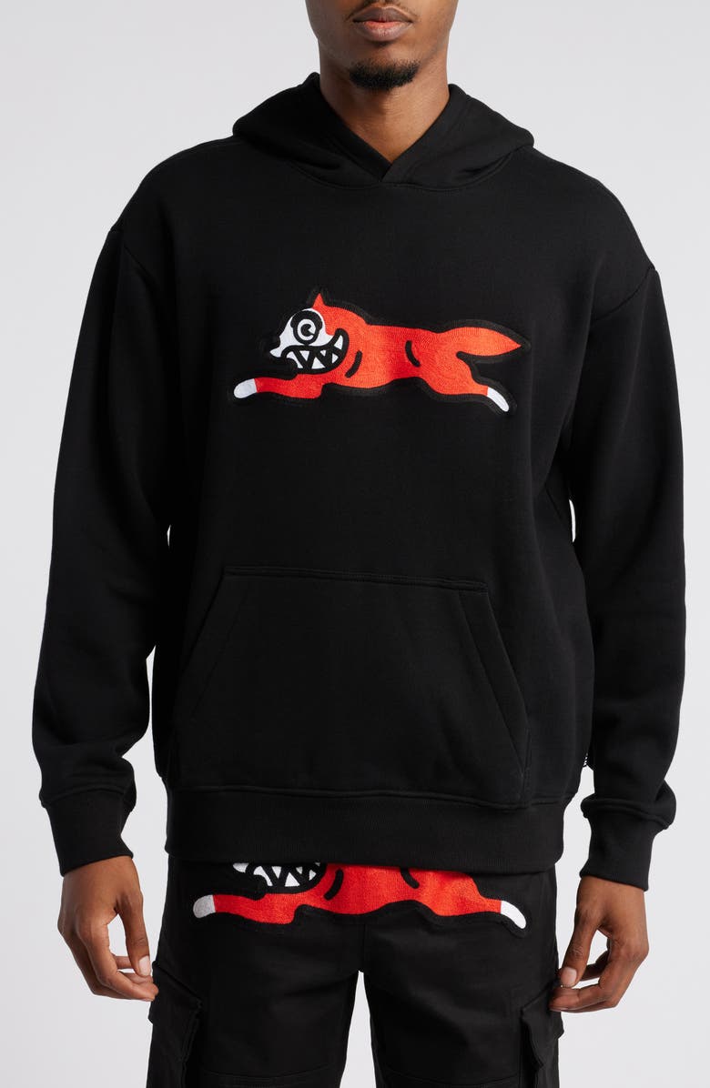 ICECREAM Running Dog Appliqué Hoodie, Main, color, Black