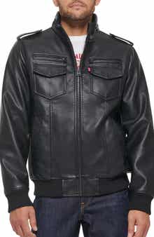 Water Resistant Faux Leather Aviator Bomber Jacket