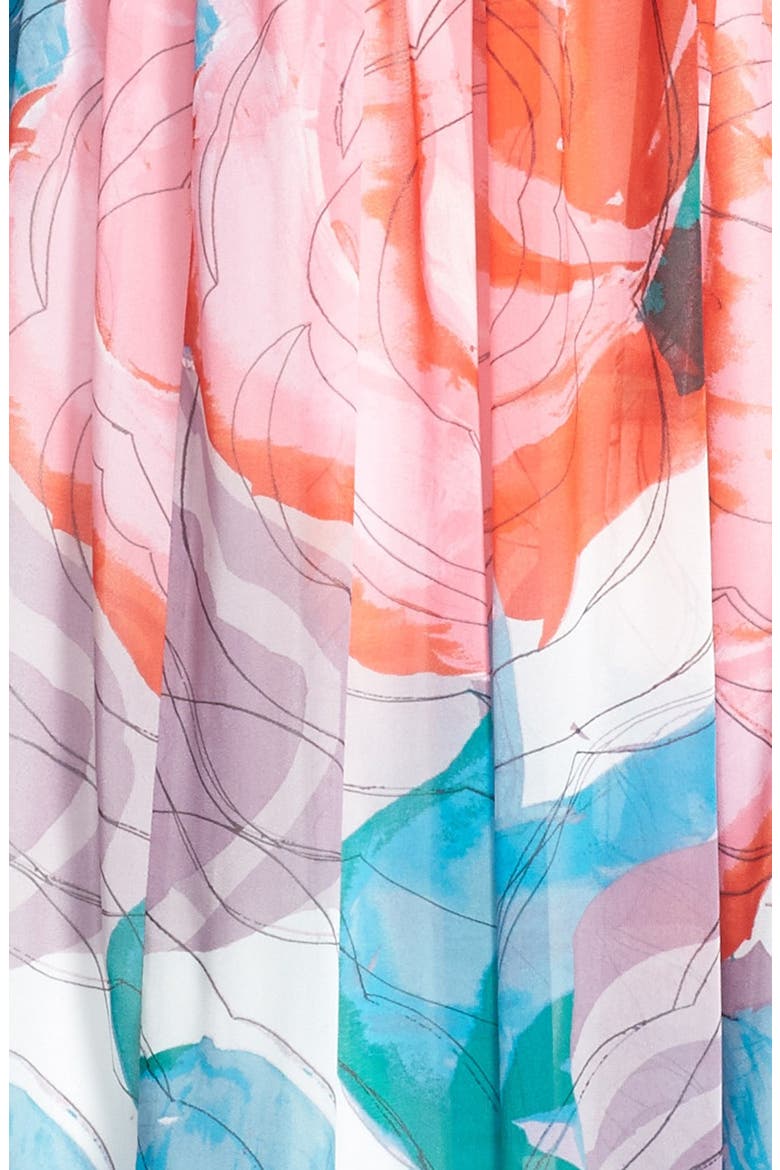 'Laura' Print Strapless Sweetheart Chiffon Gown, Alternate, color, TAFFY