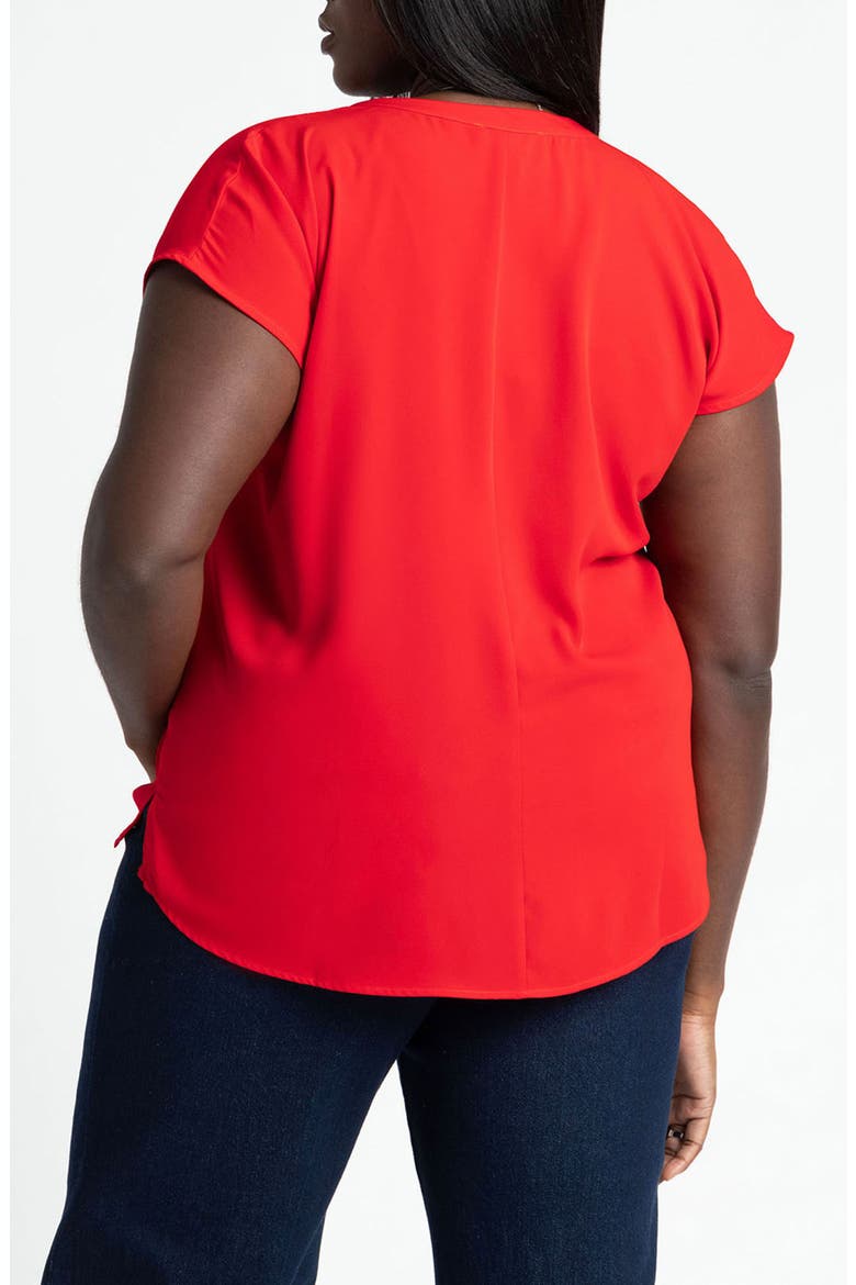 Short Sleeve Band Collar Shirt, Alternate, color, BIKING RED