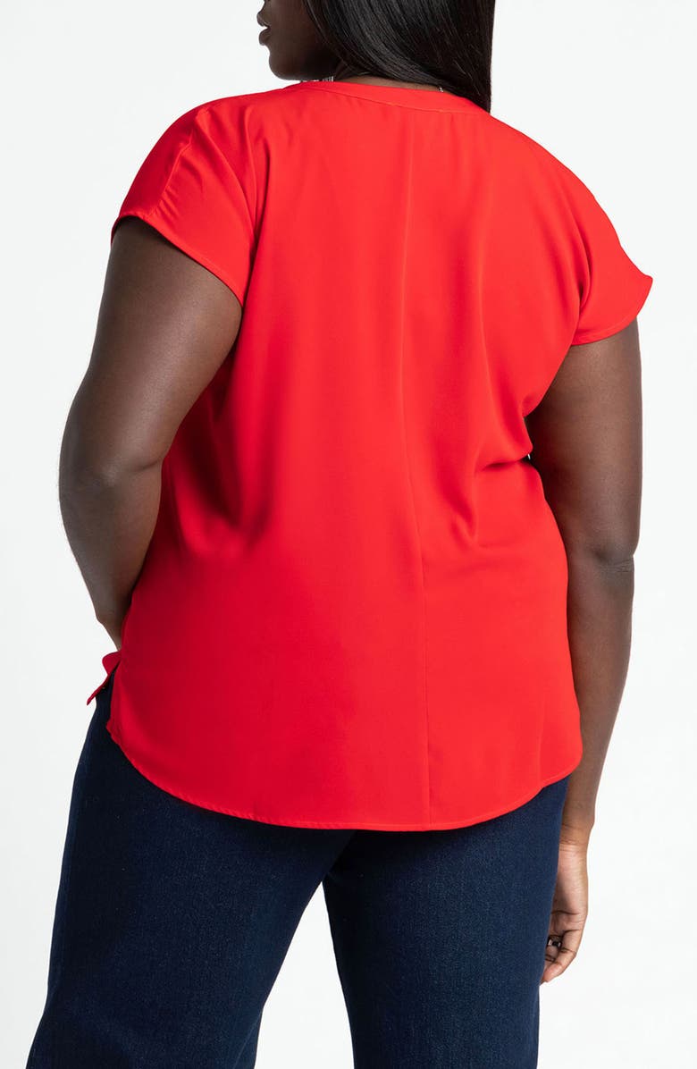 ELOQUII Short Sleeve Band Collar Shirt, Alternate, color,