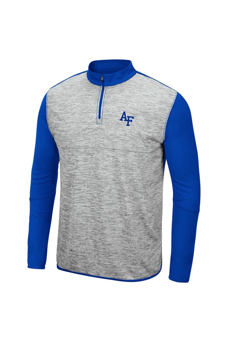 Men's Colosseum Heathered Gray/Royal Air Force Falcons Prospect Quarter-Zip Jacket, Alternate, color, Heather Gray