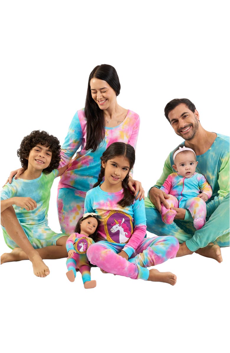Leveret Women's Cotton Tie Dye Matching Family Pajamas, Alternate, color, Tie Dye Rainbow