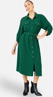 Yumi Stretch Midi Shirt Dress