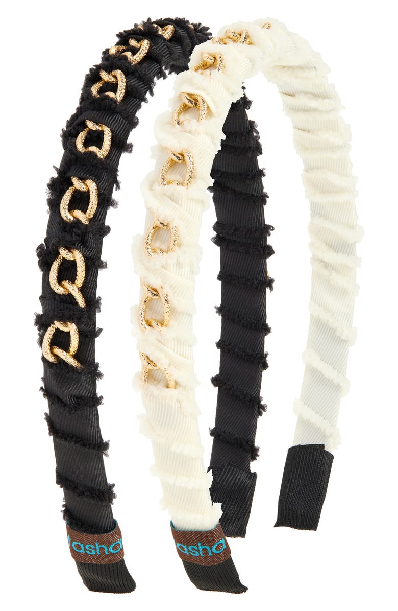 Tasha Assorted 2-Pack Chain Link Headbands, Main, color, Ivory Black