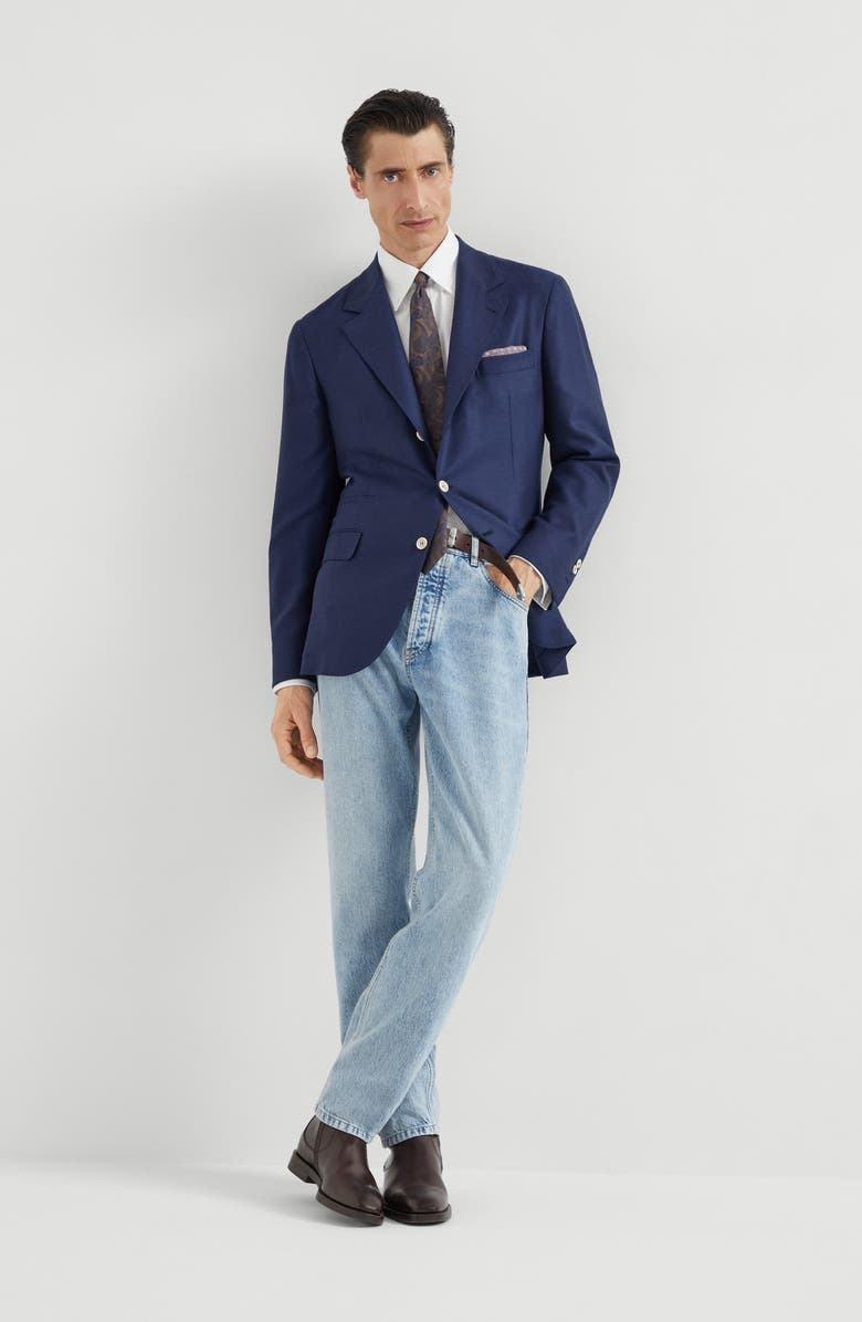 Brunello Cucinelli Twill unconstructed blazer, Alternate, color, Avio Blue