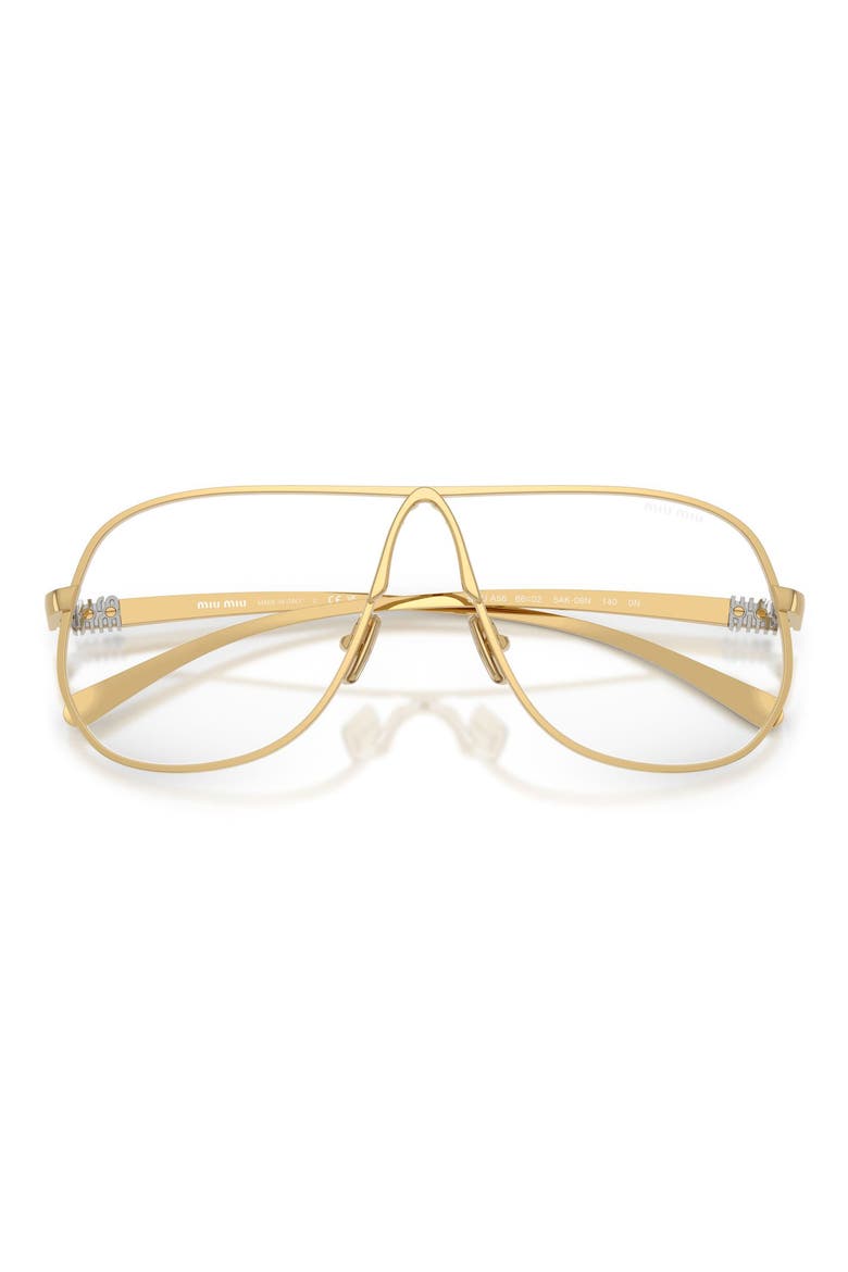 66mm Oversize Pilot Blue Light Glasses, Alternate, color, GOLD / CLEAR BLUE LIGHT FILTER