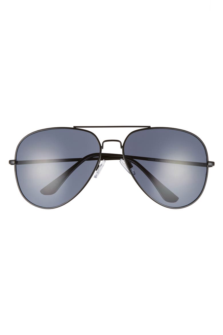 60mm Large Aviator Sunglasses, Alternate, color, BLACK/ BLACK