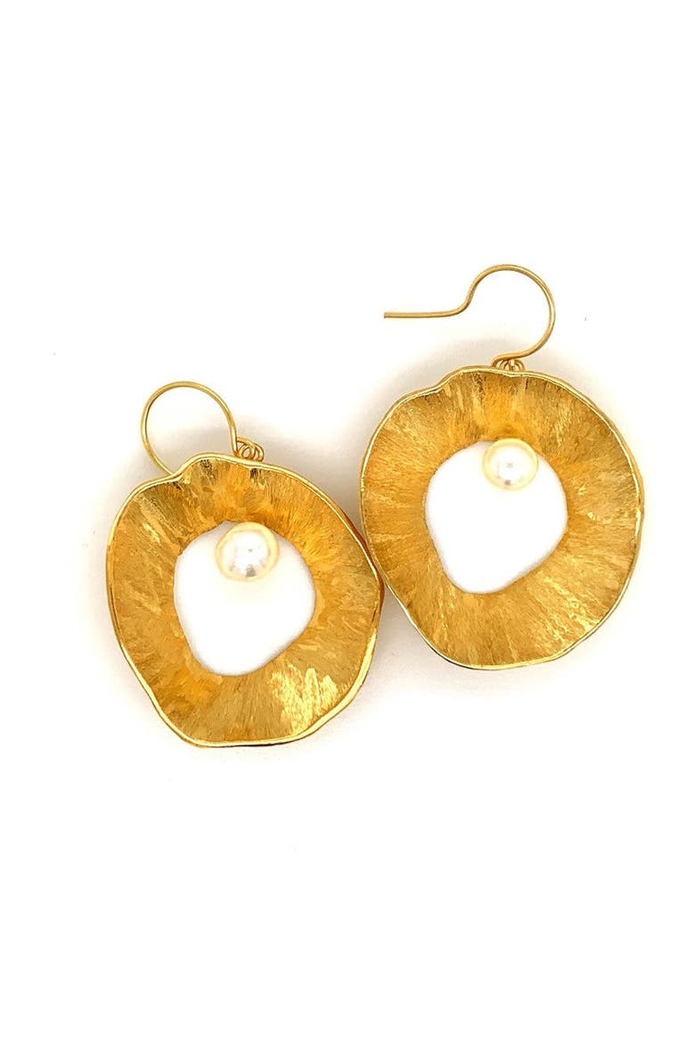 Sea & Moon Large Earring, Sterling Silver with Gold Plate, Main, color, Gold Plated