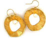 Esin Akan Sea & Moon Large Earring, Sterling Silver with Gold Plate