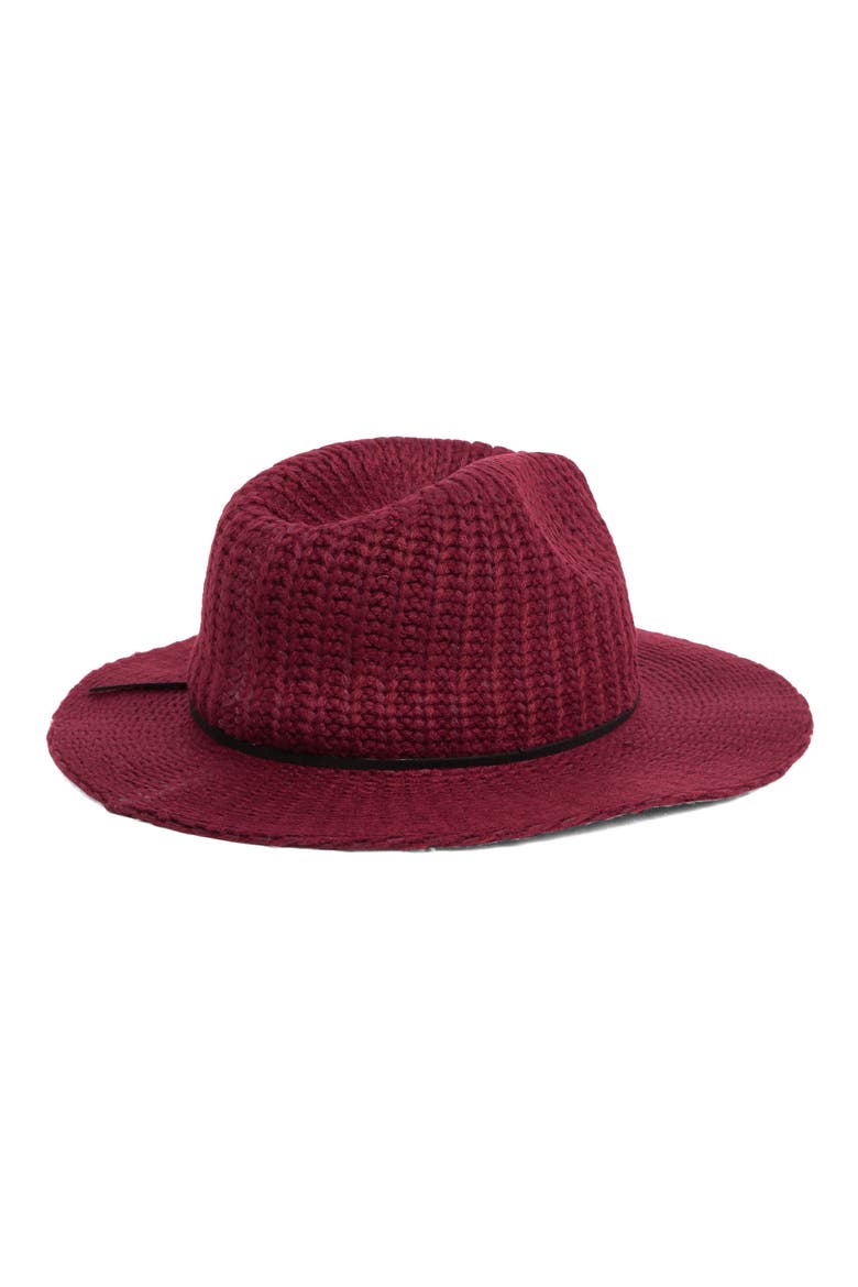 Rib Knit Panama Hat, Alternate, color, WINE