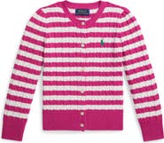 Polo Ralph Lauren Kids' Stripe Cable Knit Cotton Cardigan