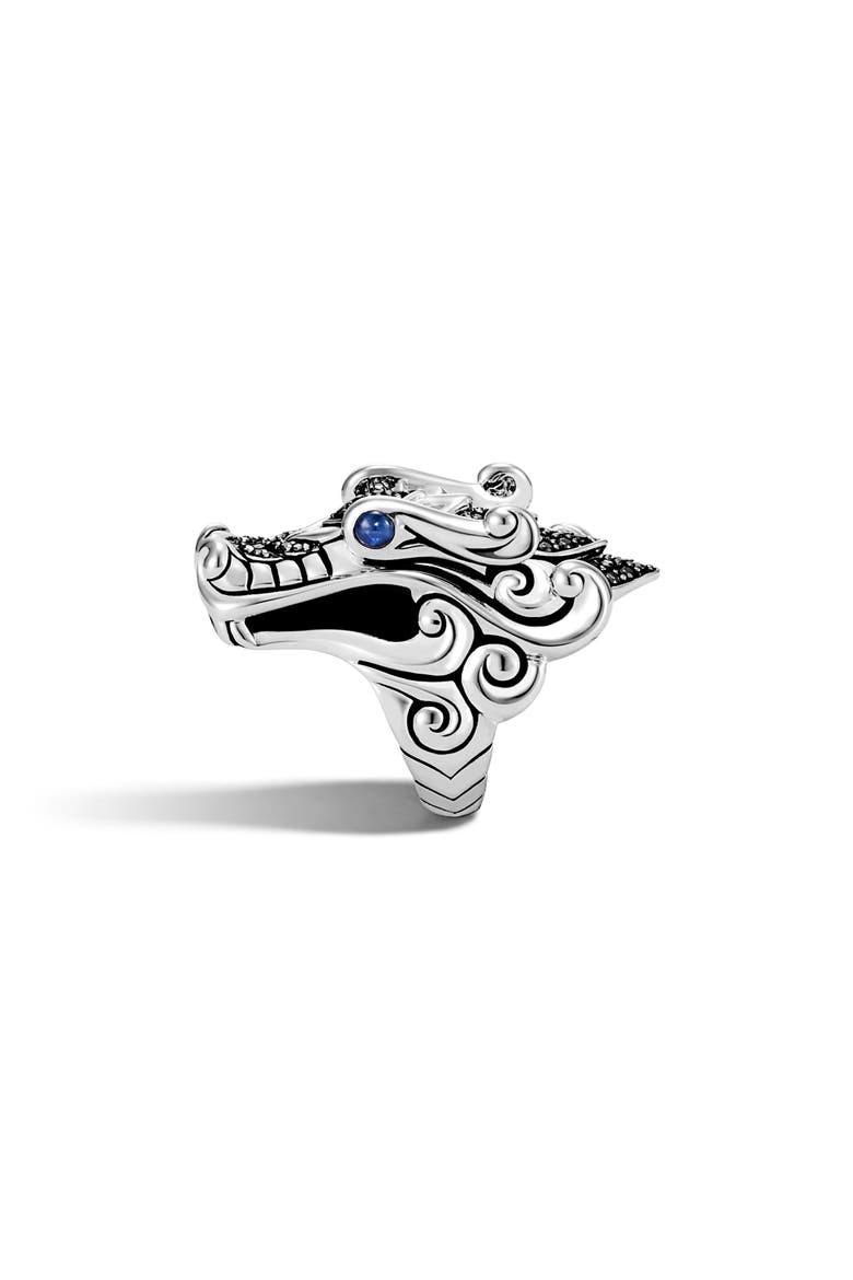 Legends Naga Ring, Alternate, color, SILVER/ BLACK/ BLUE SAPPHIRE