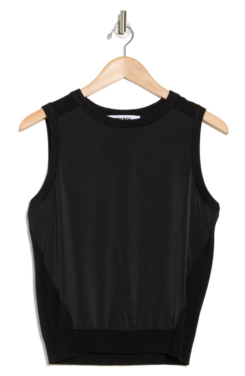 DKNY Mixed Media Sleeveless Sweater, Alternate, color, Black