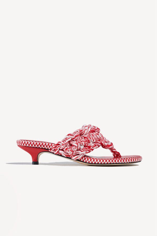 Amambaih Leandra Thong Mules, Main, color, Ivory Red